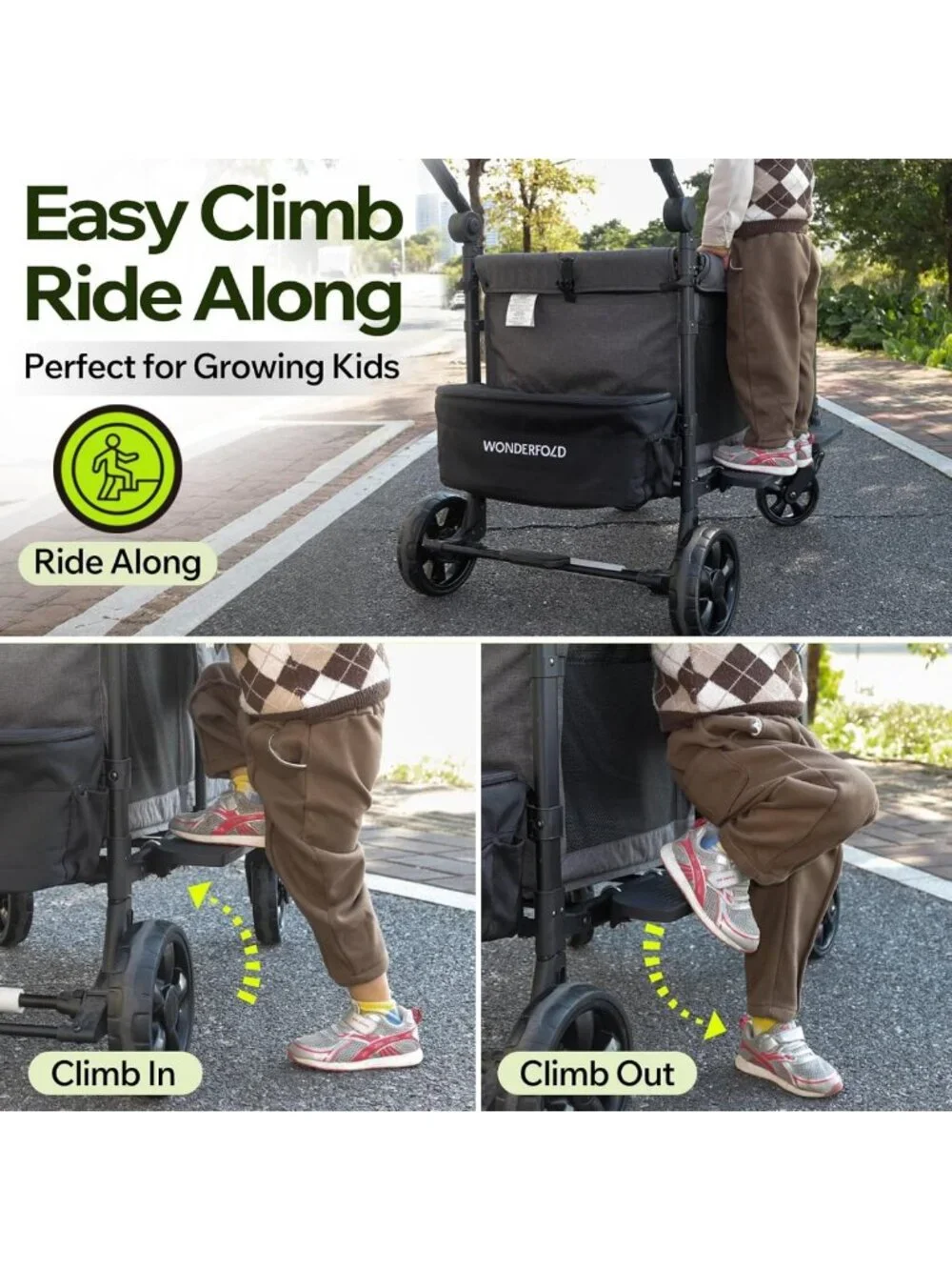 Foldable Ride-On Side Step Platform for Kids - Easy Climb Accessory, Tool-Free